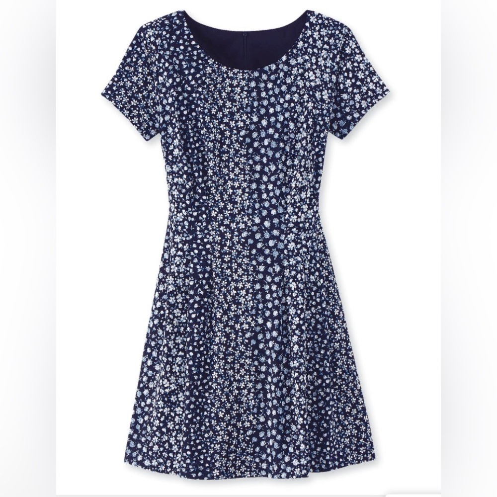 NorthStyle - NEW - Mini Floral Puff-Print SS Dress, Shaping Seams, Side Pockets